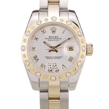 Aaa fake watches Stainless DateJust White Case Brushed Plated Dial Diamond Rolex Steel 0604